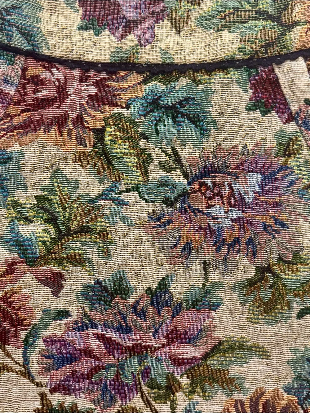 Free People Tapestry Floral Flare Mini Skirt w Pockets, Taupe & Multicolor, Sz 8